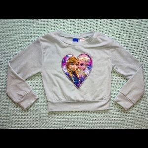 Girls mint crop top sequin Frozen characters.